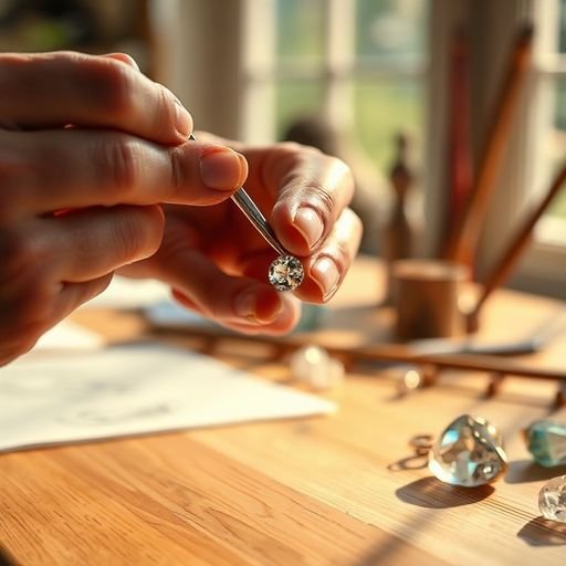 An artisan carefully assembling LINGLONG JUHUO handmade jewelry with precision tools.